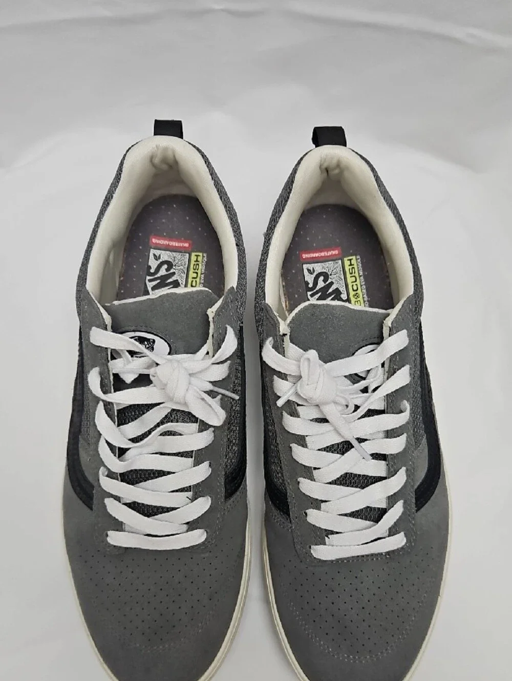 Vans Wayvee Mens 12 Grey White Black Suede Mesh Skate Shoes Sneakers